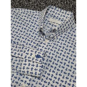Alexander McQueen Long Sleeve Button Down Size 46 Shirt Fleur-De-Lis White Blue